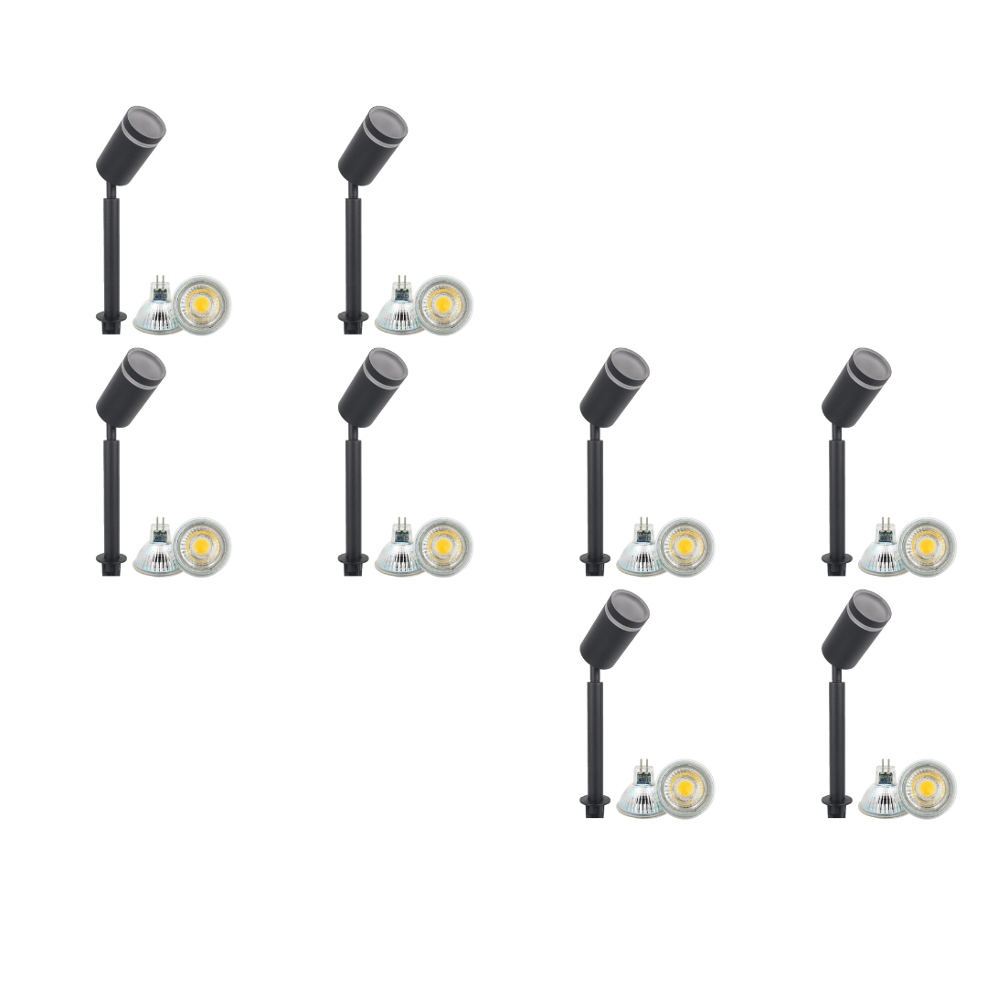 ABBA Lighting USA, SPS03 4x/8x/12x Package LED Stainless Steel Low Voltage Outdoor Spotlight Adjustable Up Lighting Fixtures 5W 3000K