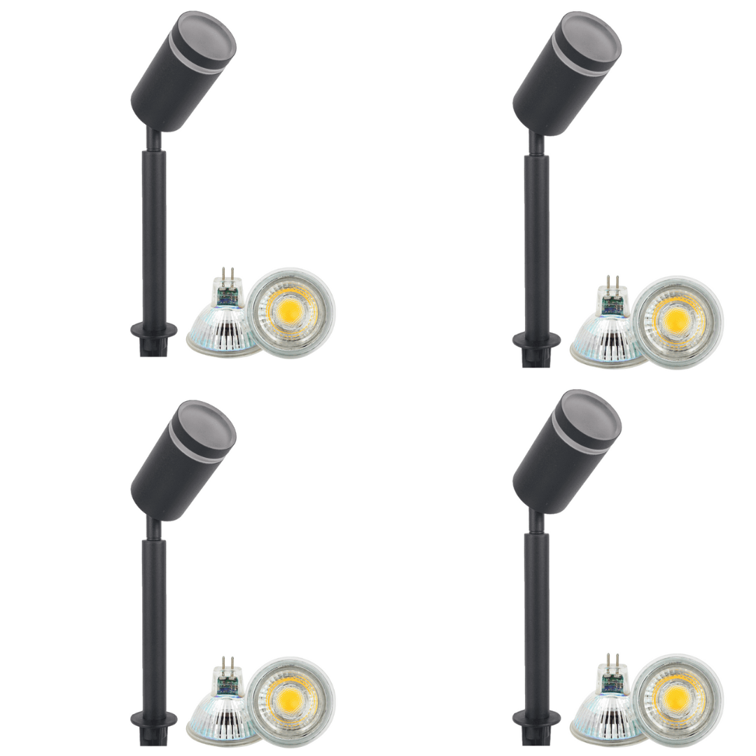 ABBA Lighting USA, SPS03 4x/8x/12x Package LED Stainless Steel Low Voltage Outdoor Spotlight Adjustable Up Lighting Fixtures 5W 3000K