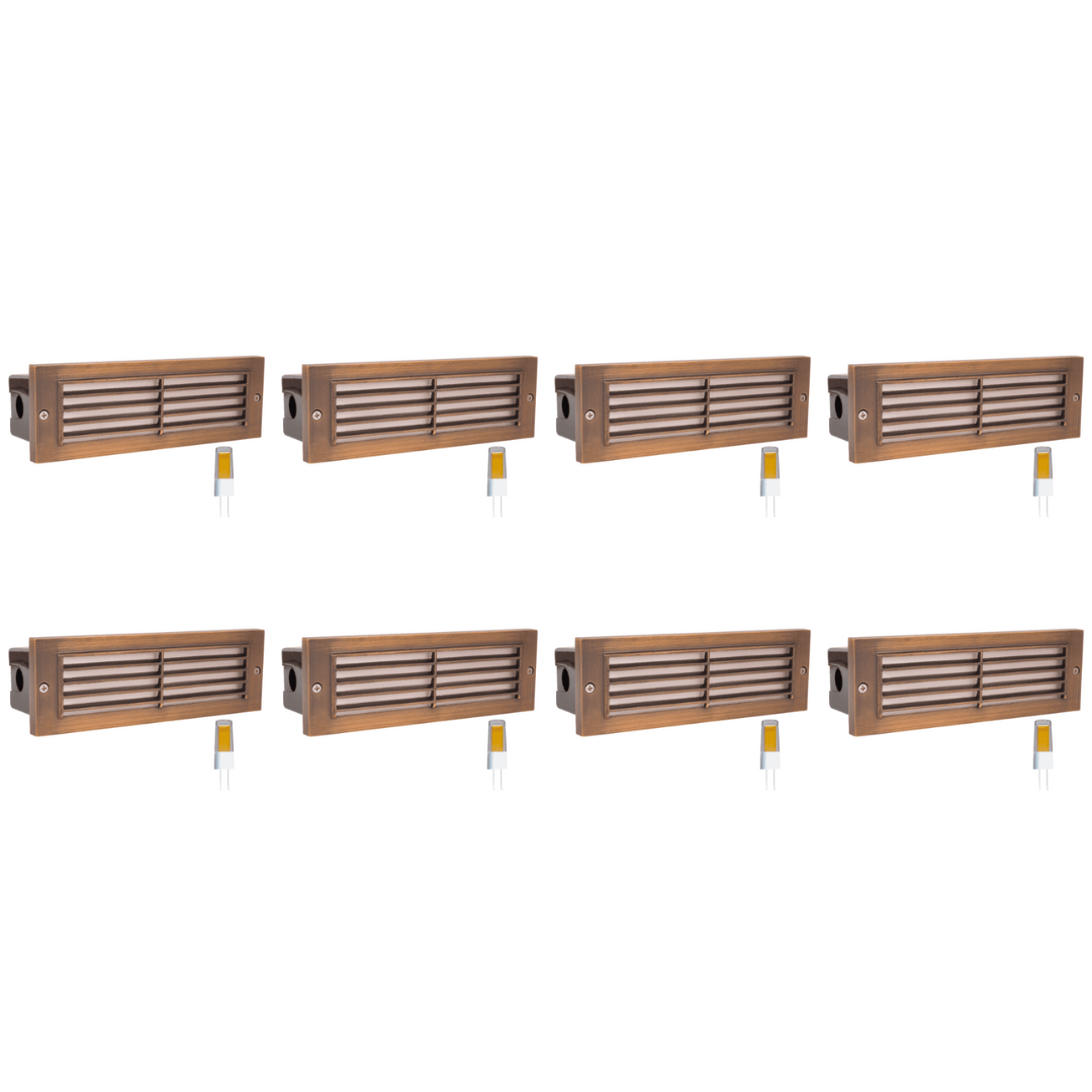 ABBA Lighting USA, STB03 4x/8x/12x Package Louver Horizontal LED Brick Lights Warm White Edge Outdoor Step Light 5W 3000K Bulb