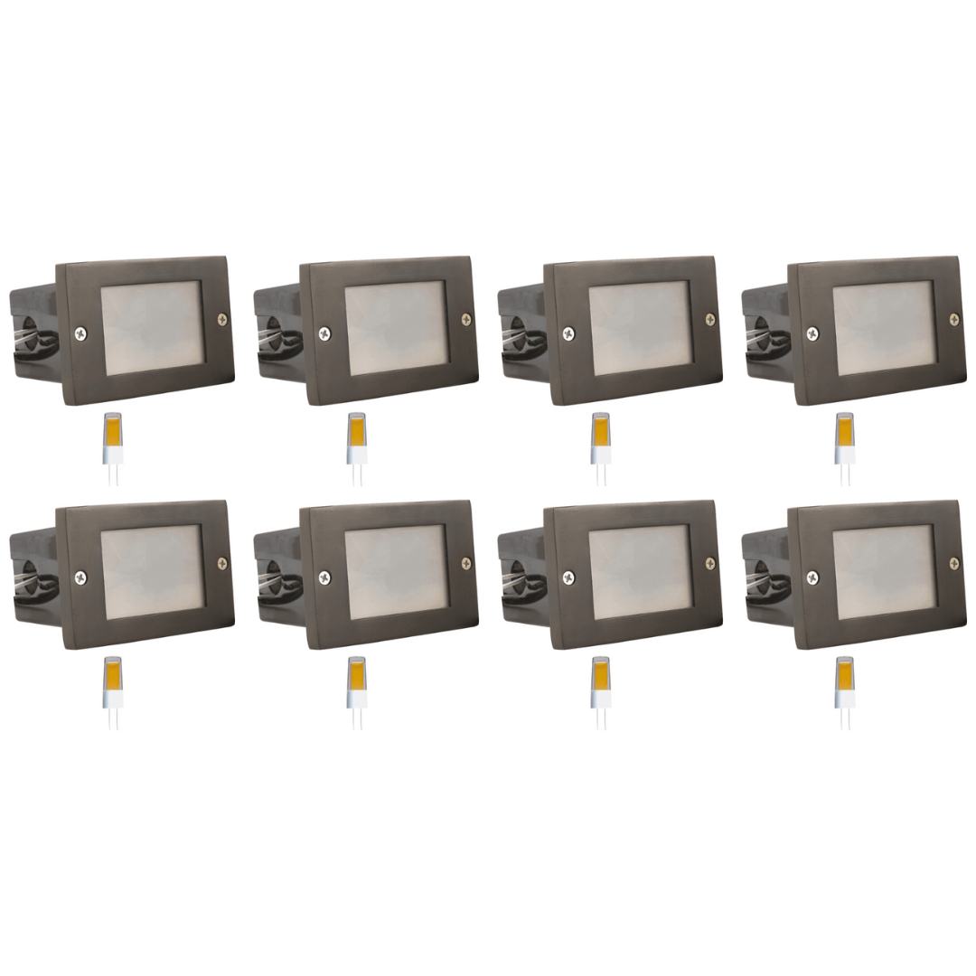 ABBA Lighting USA, STB15 4x/8x/12x Package Horizontal Waterproof LED Brick Lights Outdoor Edge Step Light 5W 3000K Bulb