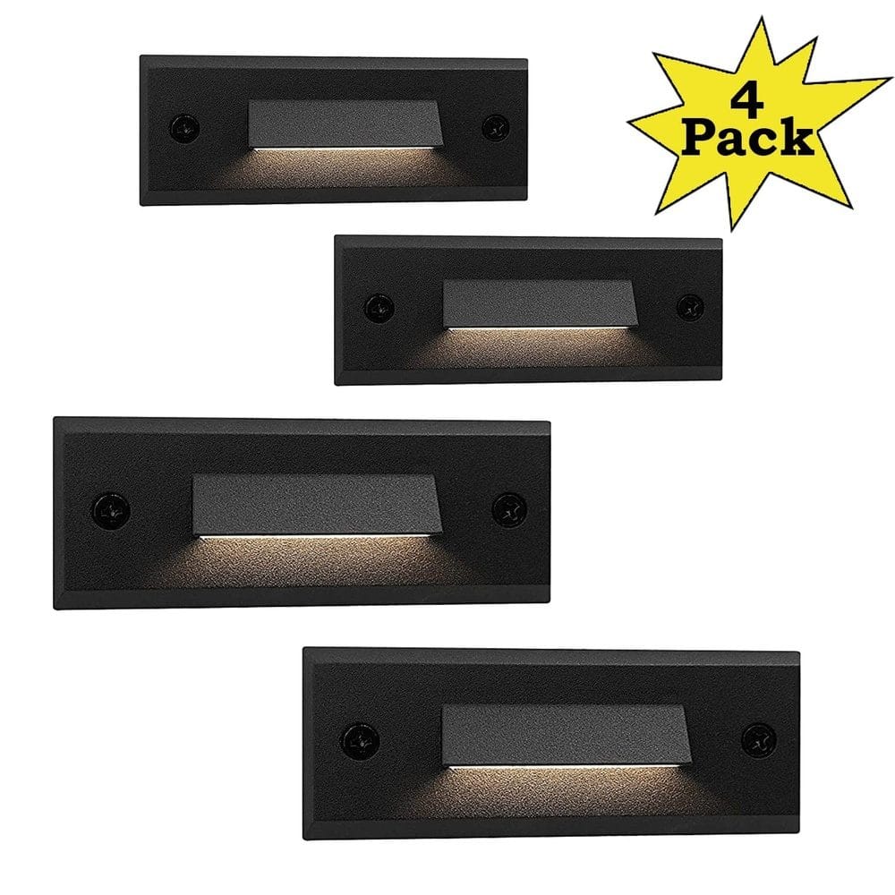 Kings Outdoor Lighting, STLA04 4-Pack 1W Slim Black Low Voltage LED Outdoor Step Lights Package, 12V LED Deck Lights Landscape Lights