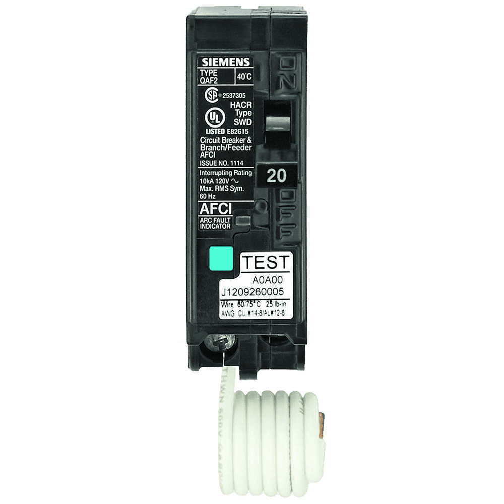 Siemens, Siemens QA120AFC 20 Amp 1 in. Single-Pole 120-Volt Plug-On Combination AFCI Circuit Breaker