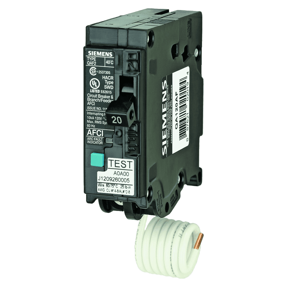 Siemens, Siemens QA120AFC 20 Amp 1 in. Single-Pole 120-Volt Plug-On Combination AFCI Circuit Breaker