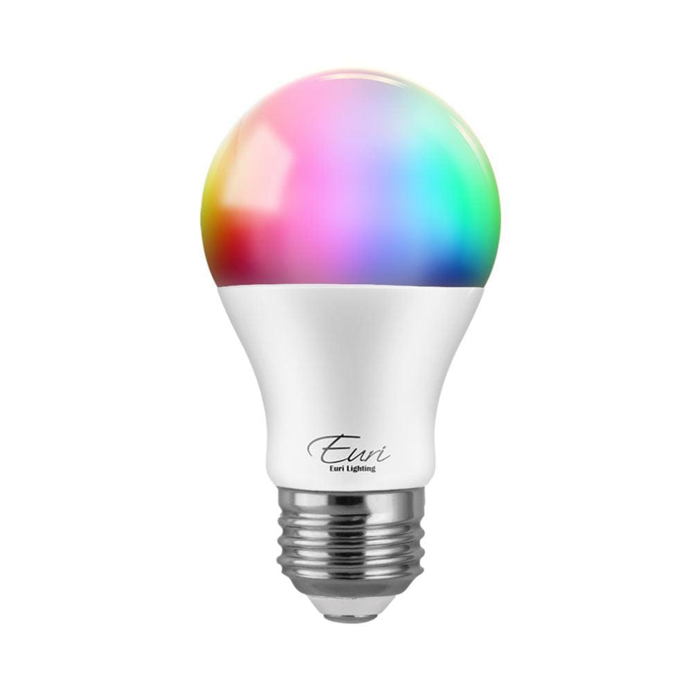 Euri Lighting, Smart LED 120V 9W A19 RGB WiFi Color Changing Dimmable Light Bulb