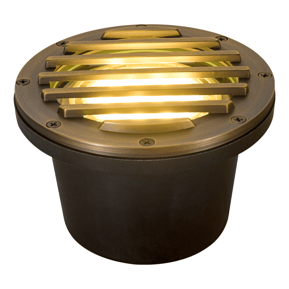 ABBA Lighting USA, UNB01 Cast Brass Low Voltage Grille Commercial PAR36 LED In-ground Well Light IP65 Waterproof