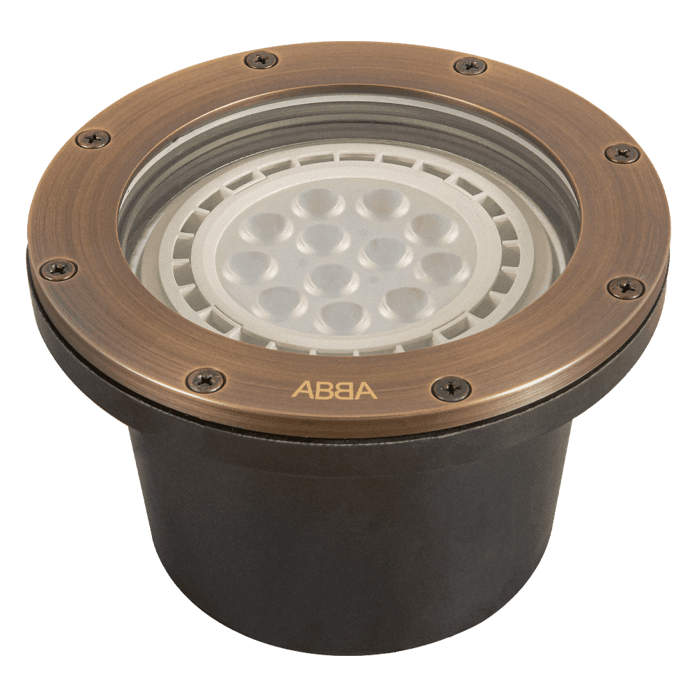 ABBA Lighting USA, UNB08 Cast Brass Low Voltage Commercial PAR36 LED In-ground Well Light IP65 Waterproof