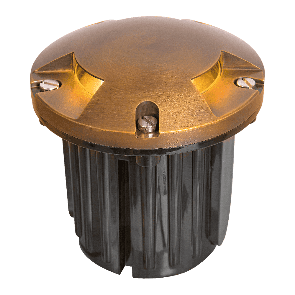 ABBA Lighting USA, UNB11 Cast Brass Round Tri-Directional Low Voltage LED In-ground Light